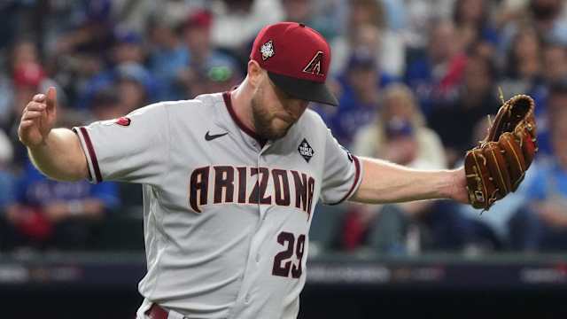 Merrill Kelly after recording strikeout to end 7th inning in World Series Game 2, October 28, 2023